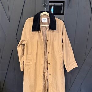Old Navy Beige Trench Coat with Black Collar